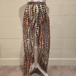 Mimi Chica Colorful Beach Skirt With Shorts Lining Animal Print Hi Low SZ Large.